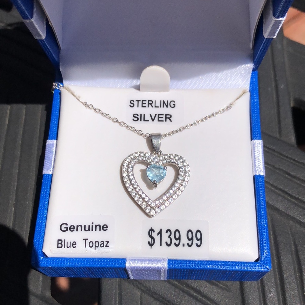 Sterling Silver Blue Topaz Necklace
